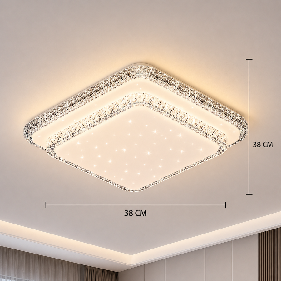 QIKIQTAALUK Lampadario LED, 40W, 38 x 38 cm, Luce Calda/Neutra/Fredda, Bianco