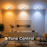 RIOKO Lampadario LED con Telecomando, 48W, 3 Nuvole, Luce Fredda/Calda/Neutra, Dimmerabile, Bianco