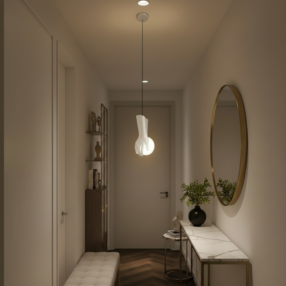 Lampadario RUKI, 15x20cm, 1xG9, Vetro e Resina, Bianco
