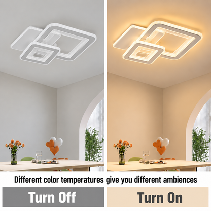 Lampadario LED SQUARE 57W, 3 Quadrati, luce Fredda/Calda/Neutra, Bianco