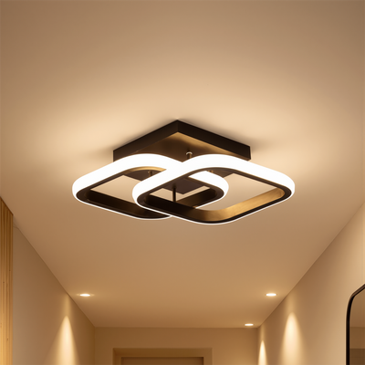 Lustra LED VERTEX Matrix Romburi Suprapuse, Rame Metalice, 48W, 2 Romburi, Lumina Rece/Calda/Neutra 3000K/4000K/6000K, Negru, Metal si Silicon