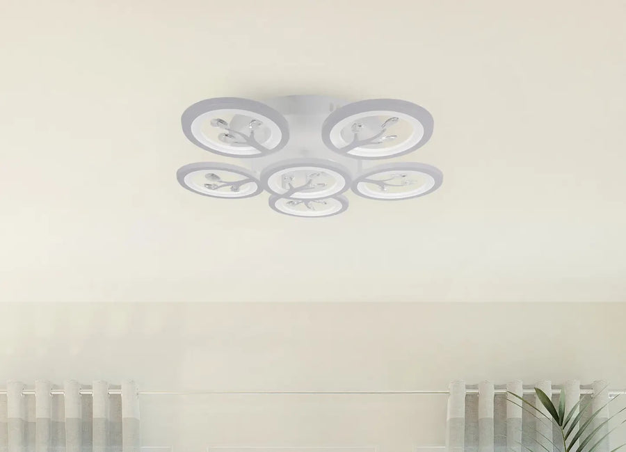 Lampadario a LED con telecomando e cristallo DAISY 78W, 6 Elementi, Luce Fredda/Calda/Neutra, Dimmerabile, Lampadario a LED Bianco con telecomando Titolo predefinito Alessandro Design