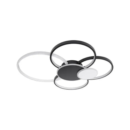 Lampadario LED con Telecomando, KILLIAN, 74W, 6 Cerchi, Luce Fredda/Calda/Neutra 3000K/4000K/6000K, Dimmerabile, Bianco e Nero, Lampadari LED in Metallo e Acrilico con Telecomando Titolo predefinito Alessandro Design