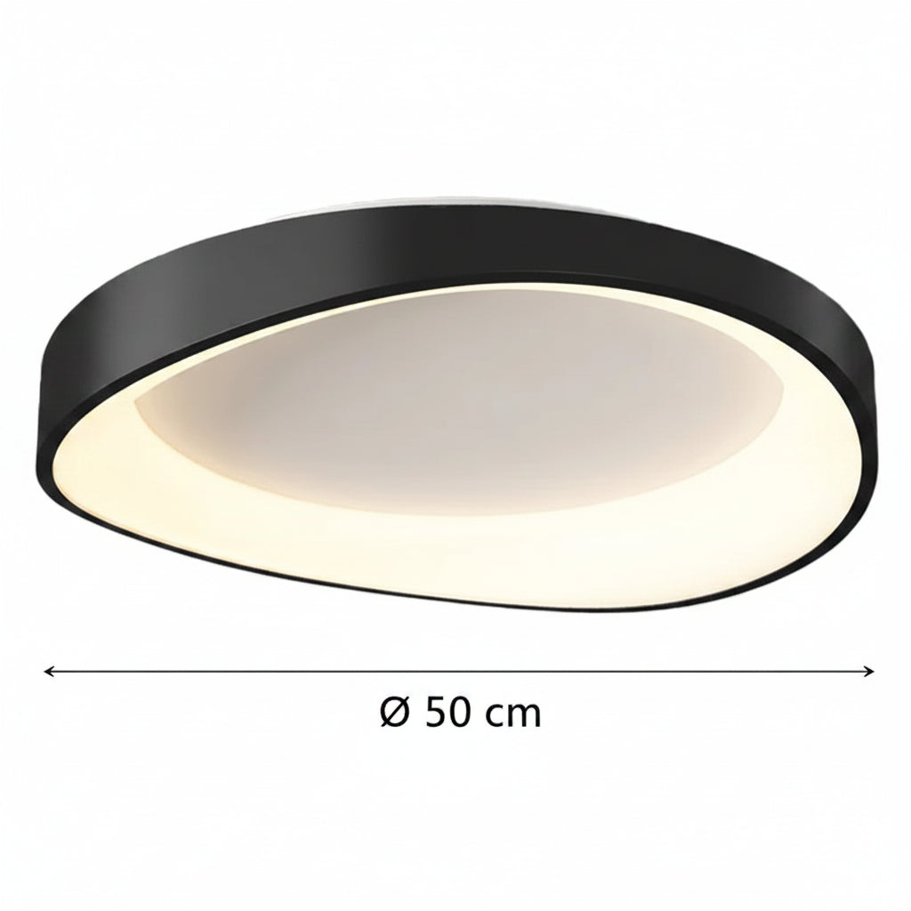 Plafoniera LED con Telecomando, PL103/520BK, 29W, Diametro 50cm, Luce Calda/Fredda/Neutra, Lampadari LED Neri con Telecomando Titolo predefinito Alessandro Design