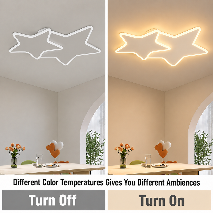 Lampadario LED con telecomando 41W, Stelle, Luce Fredda/Calda/Neutra, Dimmerabile, Bianco