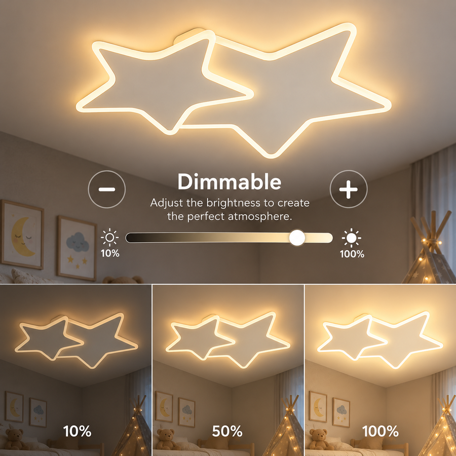 Lampadario LED con telecomando 41W, Stelle, Luce Fredda/Calda/Neutra, Dimmerabile, Bianco