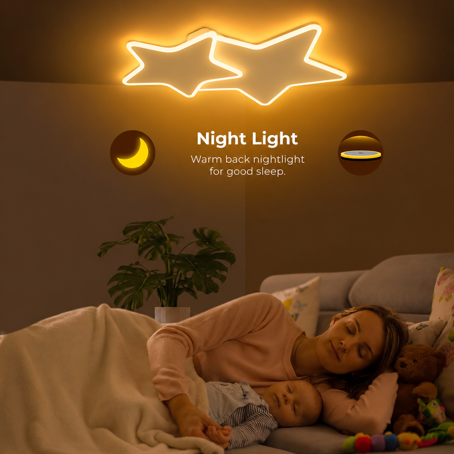 Lampadario LED con telecomando 41W, Stelle, Luce Fredda/Calda/Neutra, Dimmerabile, Bianco