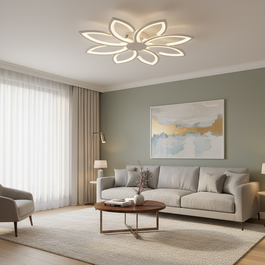 Lampadario LED con telecomando BLUM, 108W, Luce Fredda/Calda/Neutra, Dimmerabile, Bianco, Metallo e Acrilico