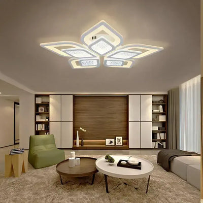 Lampadario LED con telecomando DALIA 96W, 5 Petali, Luce Fredda/Calda/Neutra, Dimmerabile, Bianco