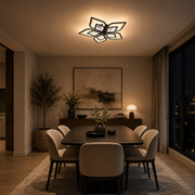Lampadario LED con telecomando DALIA 96W, 5 Petali, Luce Fredda/Calda/Neutra, Dimmerabile, Nero