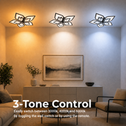 Lampadario LED con telecomando DALIA 96W, 5 Petali, Luce Fredda/Calda/Neutra, Dimmerabile, Nero
