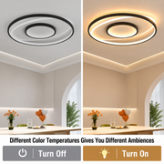 Lampadario LED con telecomando FIGURATO, 63W, 3 Cerchi, Luce Fredda/Calda/Neutra, Dimmerabile, Nero
