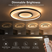 Lampadario LED con telecomando FIGURATO, 63W, 3 Cerchi, Luce Fredda/Calda/Neutra, Dimmerabile, Nero