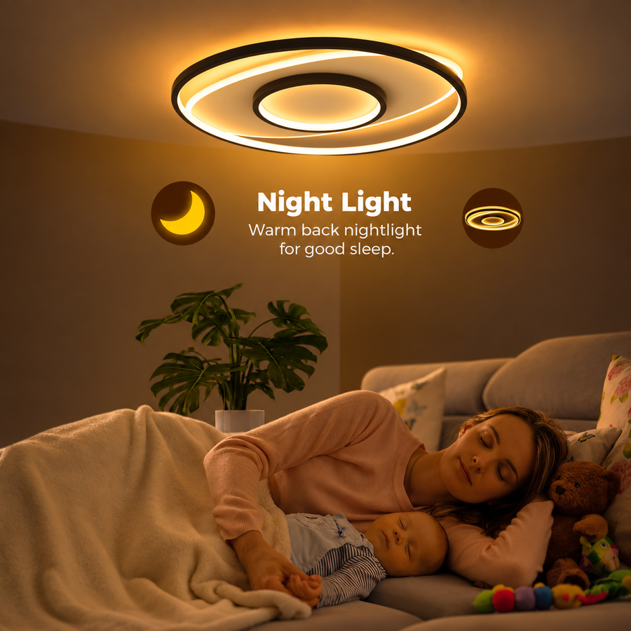 Lampadario LED con telecomando FIGURATO, 63W, 3 Cerchi, Luce Fredda/Calda/Neutra, Dimmerabile, Nero