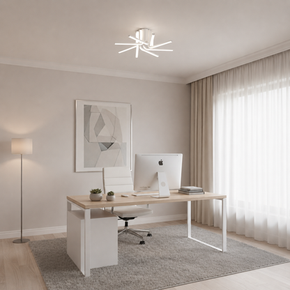 Lampadario LED con telecomando IBANE, 8 sorgenti, 3000K/4000K/6000K, 128W, Metallo e Silicone, Bianco