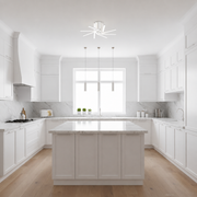 Lampadario LED con telecomando IBANE, 8 sorgenti, 3000K/4000K/6000K, 128W, Metallo e Silicone, Bianco