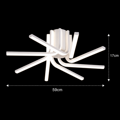 Lampadario LED con telecomando IBANE, 8 sorgenti, 3000K/4000K/6000K, 128W, Metallo e Silicone, Bianco