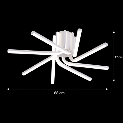 Lampadario LED con telecomando IBANE, 8 sorgenti, 3000K/4000K/6000K, 144W, Metallo e Silicone, Bianco