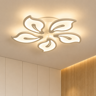Lampadario LED con telecomando JASMINE 73W, 5 Petali, Luce Fredda/Calda/Neutra, Dimmerabile, Bianco