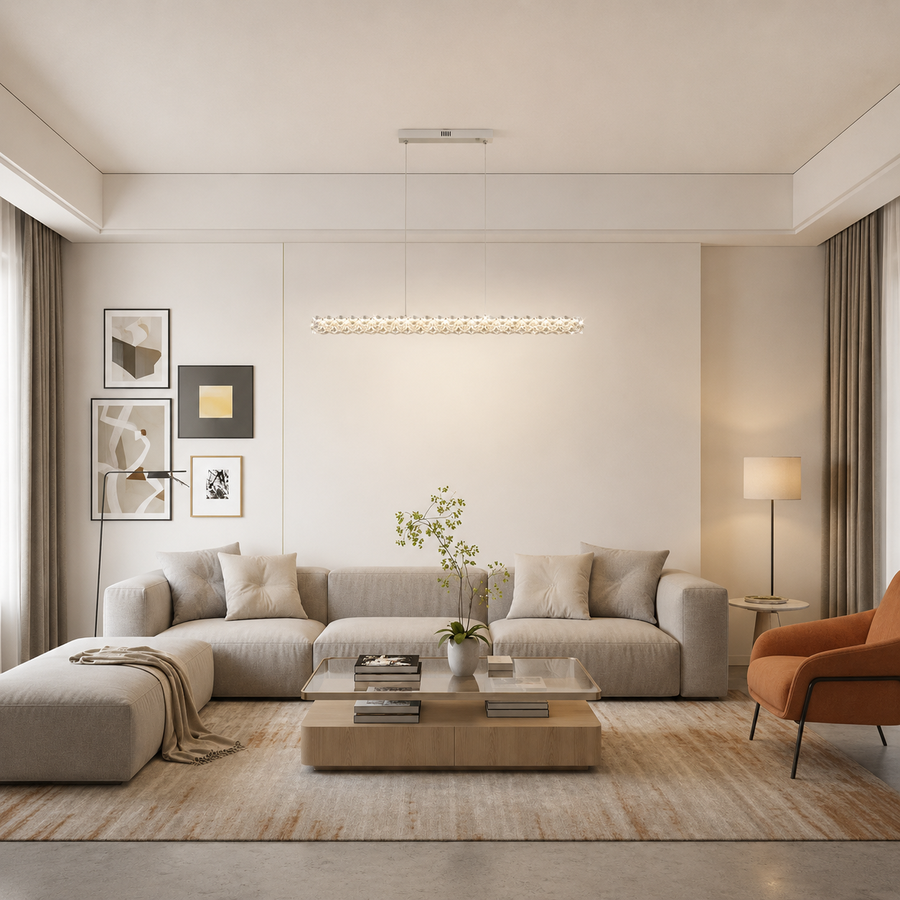 KANGNING Lampadario LED con telecomando, 3000K/4000K/6000K, 120W, metallo e acrilico, bianco