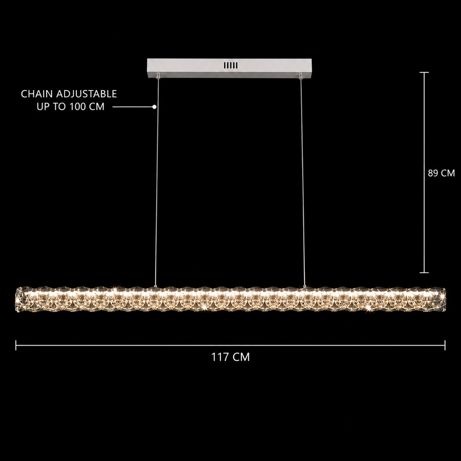 KANGNING Lampadario LED con telecomando, 3000K/4000K/6000K, 120W, metallo e acrilico, bianco