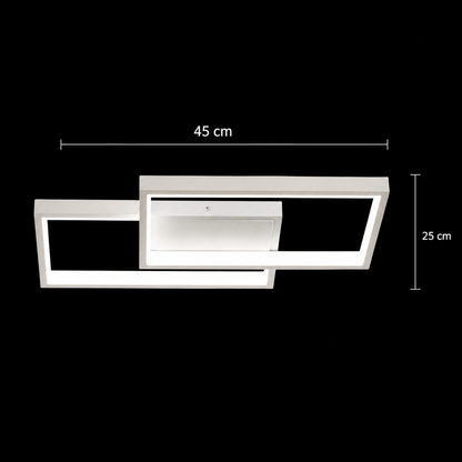 Lampadario LED con telecomando LANDYN 37W, 2 Quadrati, Luce Fredda/Calda/Neutra, Dimmerabile, Bianco