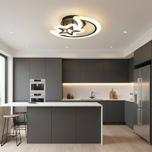 Lampadario a LED con telecomando MOON AND STAR 59W, 2 Elementi, Luce Fredda/Calda/Neutra, Dimmerabile, Lampadari a LED con telecomando Nero Titolo predefinito Alessandro Design