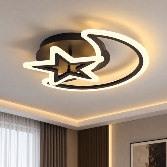 Lampadario LED con telecomando MOON AND STAR 59W, 2 Elementi, Luce Fredda/Calda/Neutra, Dimmerabile, Nero