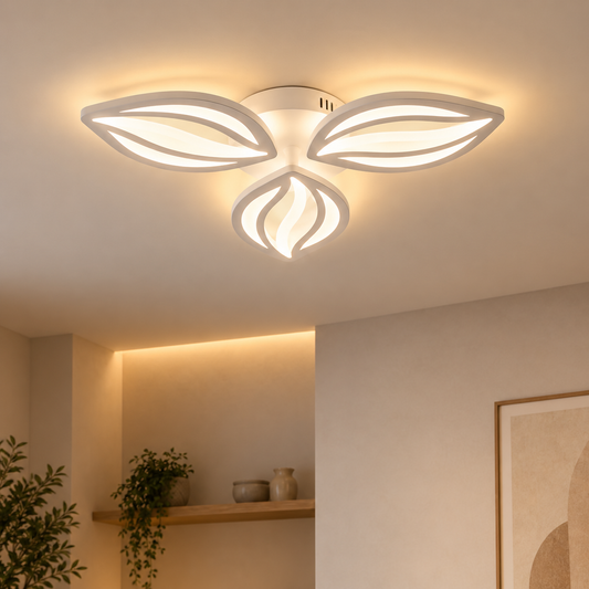 Lustra LED cu telecomanda ORCHID 40W, 3 Petale, lumina Rece/Calda/Neutra, Dimabila, Alb