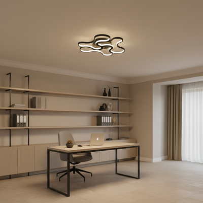 Lampadario LED con telecomando ORMS Eleganza, 3000K/4000K/6000K, 126W, Metallo e Plastica, Nero