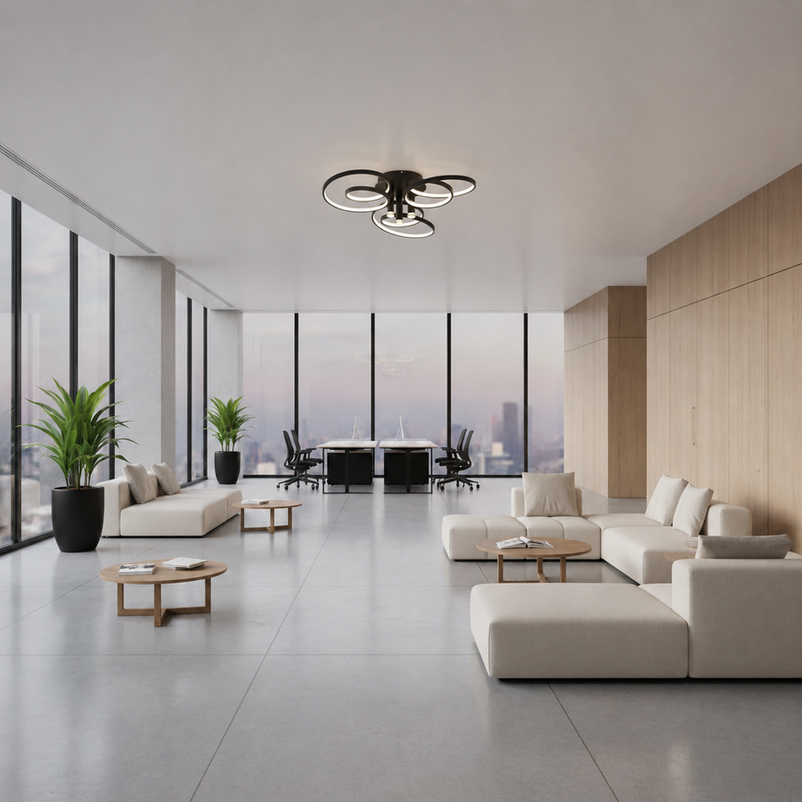 Lampadario LED con telecomando ORMS Magno, 3000K/4000K/6000K, 146W, Metallo e Plastica, Nero