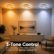 Lampadario LED con telecomando RINOVA 41W, 2 Cerchi, Luce Fredda/Calda/Neutra, Dimmerabile, Oro