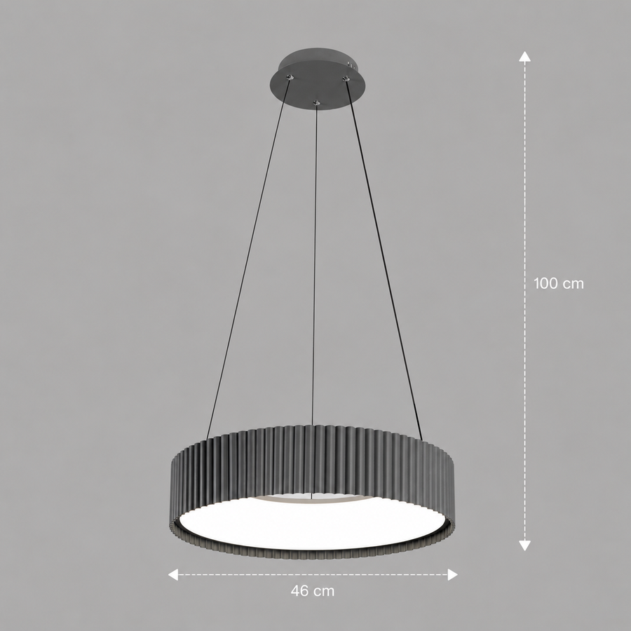 Lampadario LED con telecomando SCHECTE, 3000K/4000K/6000K, 70W, Metallo e plastica, Grigio