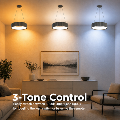 Lampadario LED con telecomando SCHECTE, 3000K/4000K/6000K, 70W, Metallo e plastica, Grigio