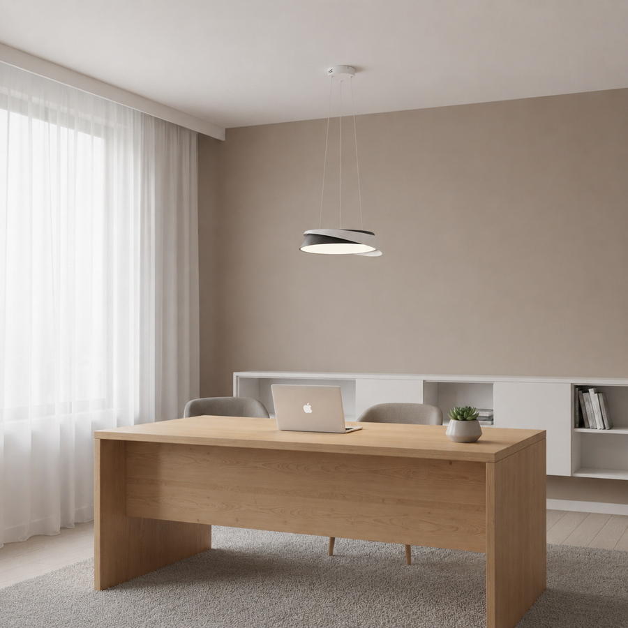 Lampadario LED con telecomando SCHECTE, 3000K/4000K/6000K, 96W, Metallo e Plastica, Bianco+Nero
