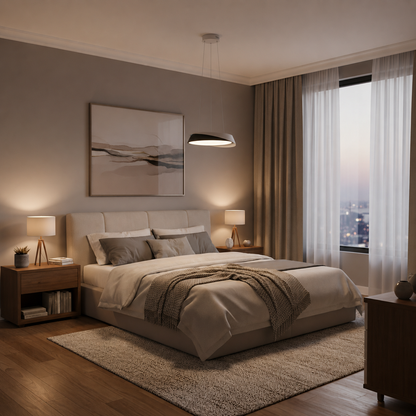 Lampadario LED con telecomando SCHECTE, 3000K/4000K/6000K, 96W, Metallo e Plastica, Bianco+Nero