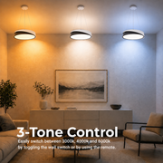 Lampadario LED con telecomando SCHECTE, 3000K/4000K/6000K, 96W, Metallo e Plastica, Bianco+Nero