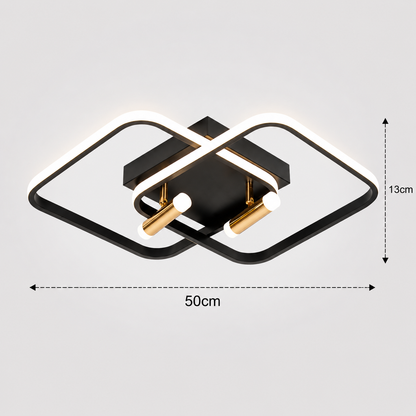 Lampadario LED con telecomando SOLA, 2 sorgenti, 3000K/4000K/6000K, 108W, Metallo e Silicone, Nero