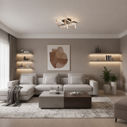TRANBERG Lampadario LED con telecomando, 3 sorgenti (1 nera+2 oro), 3000K/4000K/6000K, 144W, Metallo e Plastica, Nero