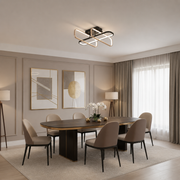 TRANBERG Lampadario LED con telecomando, 3 sorgenti (1 nera+2 oro), 3000K/4000K/6000K, 144W, Metallo e Plastica, Nero