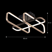 TRANBERG Lampadario LED con telecomando, 3 sorgenti (1 nera+2 oro), 3000K/4000K/6000K, 144W, Metallo e Plastica, Nero
