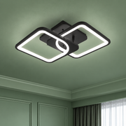 Lampadario LED con telecomando ZOE 41W, 2 Quadrati, Luce Fredda/Calda/Neutra, Dimmerabile, Nero