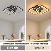 Lampadario LED con telecomando ZOE 41W, 2 Quadrati, Luce Fredda/Calda/Neutra, Dimmerabile, Nero