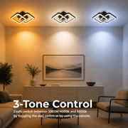 Lampadario LED con telecomando ZOE 41W, 2 Quadrati, Luce Fredda/Calda/Neutra, Dimmerabile, Nero