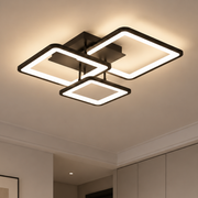 Lampadario LED con telecomando ZOE 60W, 3 Quadrati, Luce Fredda/Calda/Neutra, Dimmerabile, Nero, Metallo e Acrilico