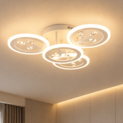 Lampadario LED con telecomando e cristallo DAISY 53W, 4 Elementi, Luce Fredda/Calda/Neutra, Dimmerabile, Bianco