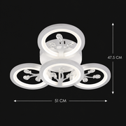 Lustra LED cu telecomanda si cristal DAISY 53W, 4 Elemente, lumina Rece/Calda/Neutra, Dimabila, Alb