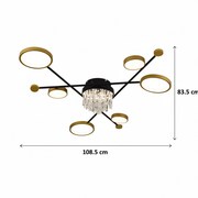 Lampadario LED con telecomando e cristallo GUIDA 38W, 6 Elementi, Luce Fredda/Calda/Neutra, Dimmerabile, Lampadari LED Nero Oro con Telecomando Titolo predefinito Alessandro Design