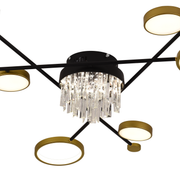 Lampadario LED con telecomando e cristallo GUIDA 38W, 6 Elementi, Luce Fredda/Calda/Neutra, Dimmerabile, Lampadari LED Nero Oro con Telecomando Titolo predefinito Alessandro Design