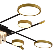 Lampadario LED con telecomando e cristallo GUIDA 46W, 8 Elementi, Luce Fredda/Calda/Neutra, Dimmerabile, Lampadari LED Nero Oro con Telecomando Titolo predefinito Alessandro Design